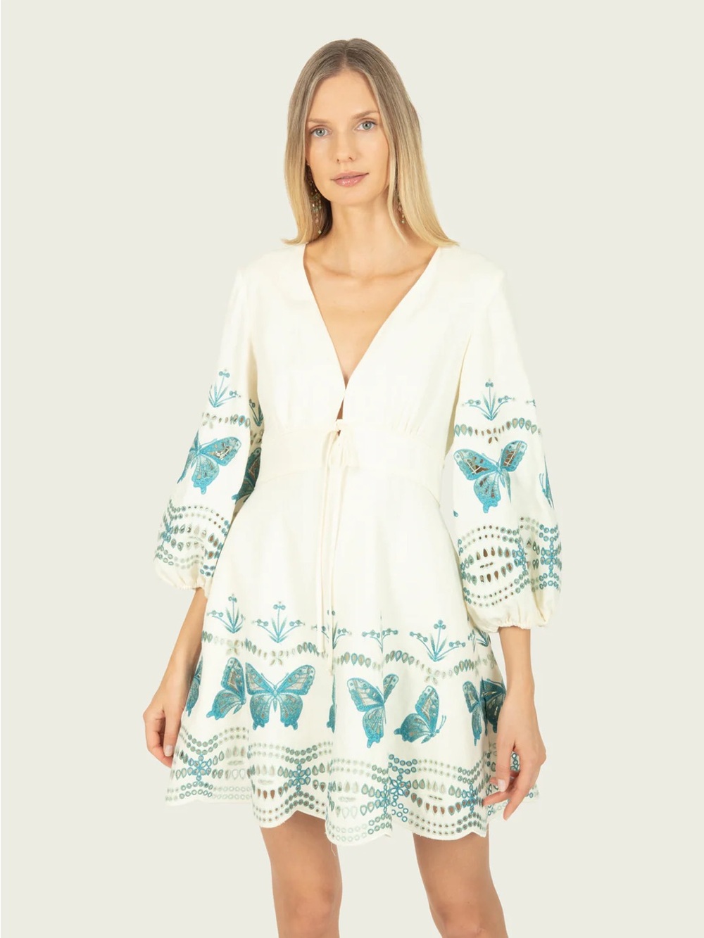 NWT Secret Mission Priscilla Dress - Embroidered / Linen Eyelet Butterfly Dress